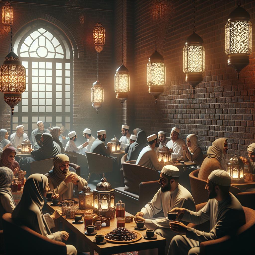 "Coffee shop Ramadan gathering"