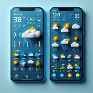 Weather app on smartphone