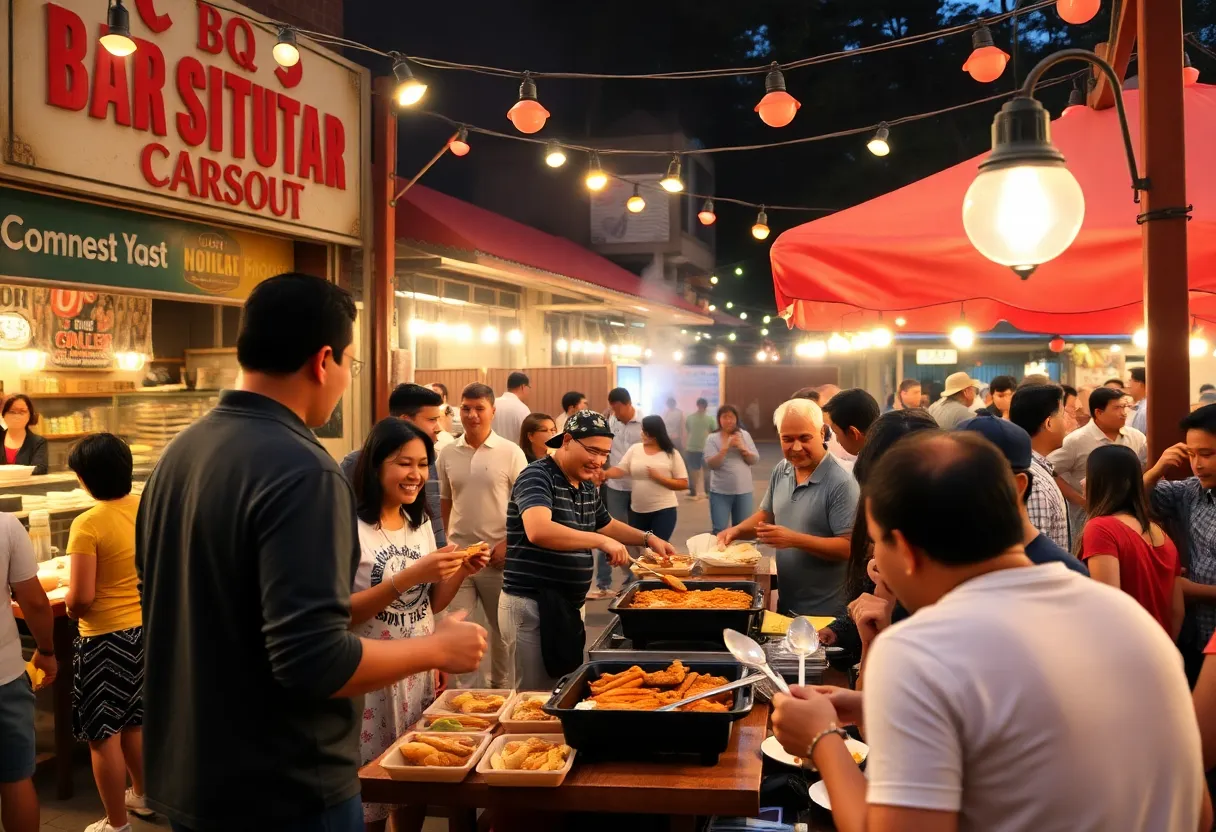 Customers enjoying BBQ food at BBQFromTheCurb in Manteca