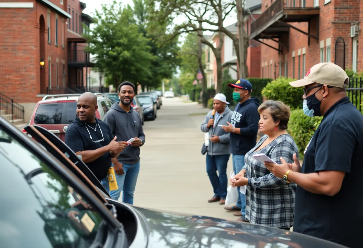 Residents discussing safety during a community meeting in East Nashville.