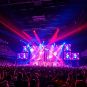 Crowd enjoying a concert at Bridgestone Arena during Katy Perry's Lifetimes Tour