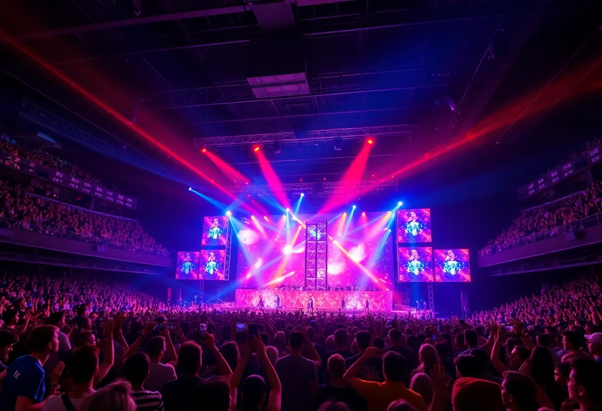 Crowd enjoying a concert at Bridgestone Arena during Katy Perry's Lifetimes Tour