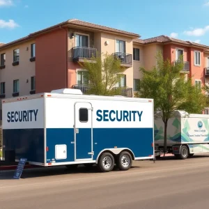 Mobile security trailer at luxury apartments in Nashville