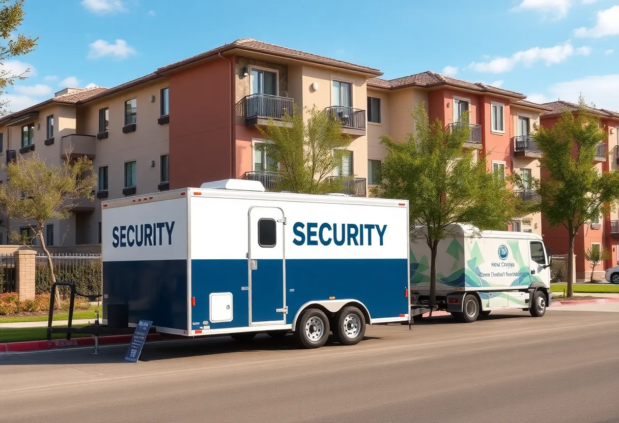 Mobile security trailer at luxury apartments in Nashville