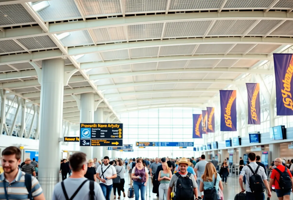 Nashville International Airport with proposed name change sign