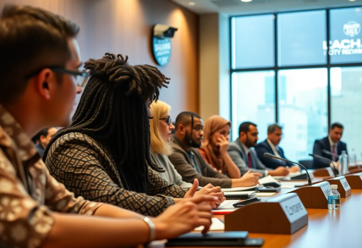 Members of the Nashville Council discussing surveillance technology in a meeting.