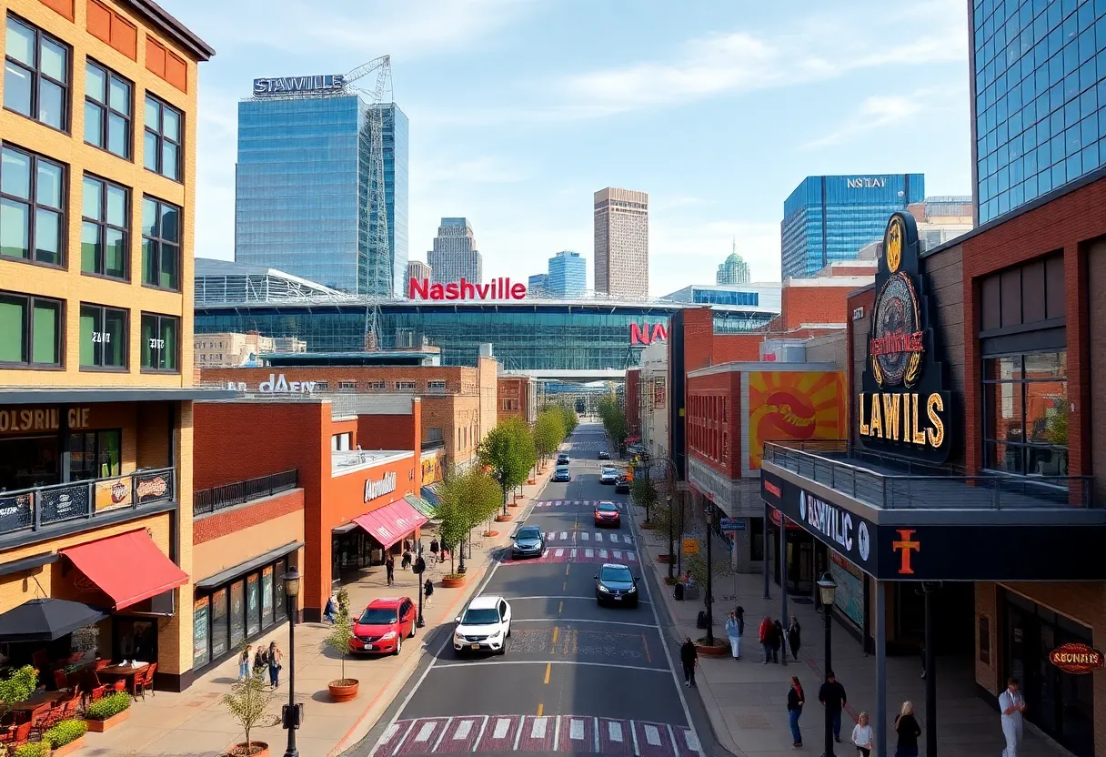 A view of Nashville's skyline featuring developments and new attractions in 2025.