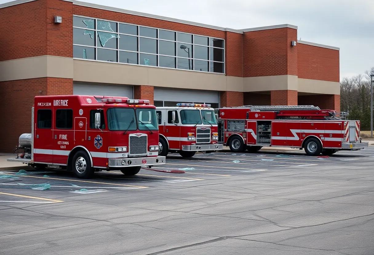 Parking lot at Nashville fire station showing signs of vandalism