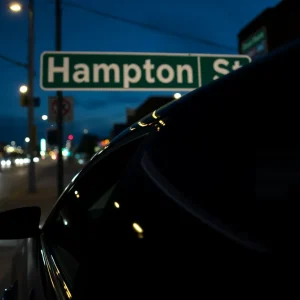 Dark street scene in Nashville with an empty car and a visible knife.