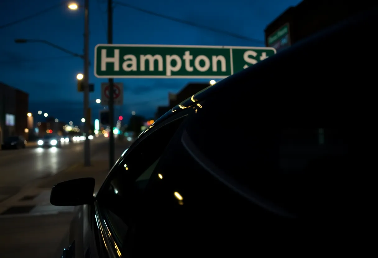 Dark street scene in Nashville with an empty car and a visible knife.