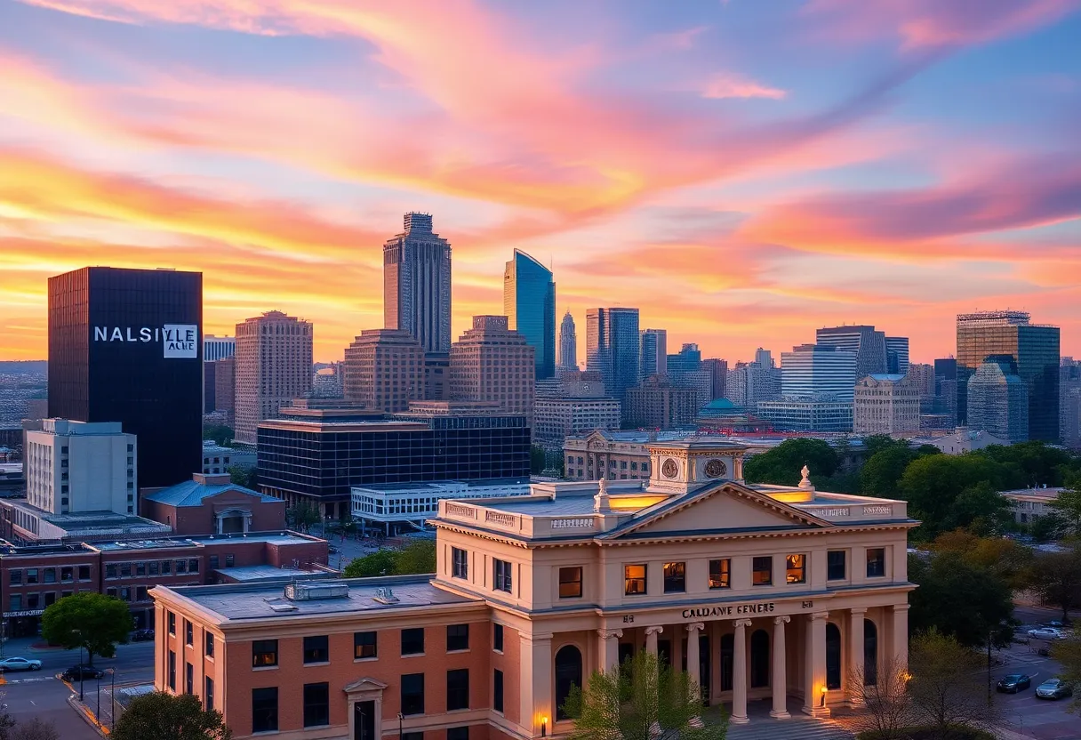 View of Nashville skyline with iconic buildings