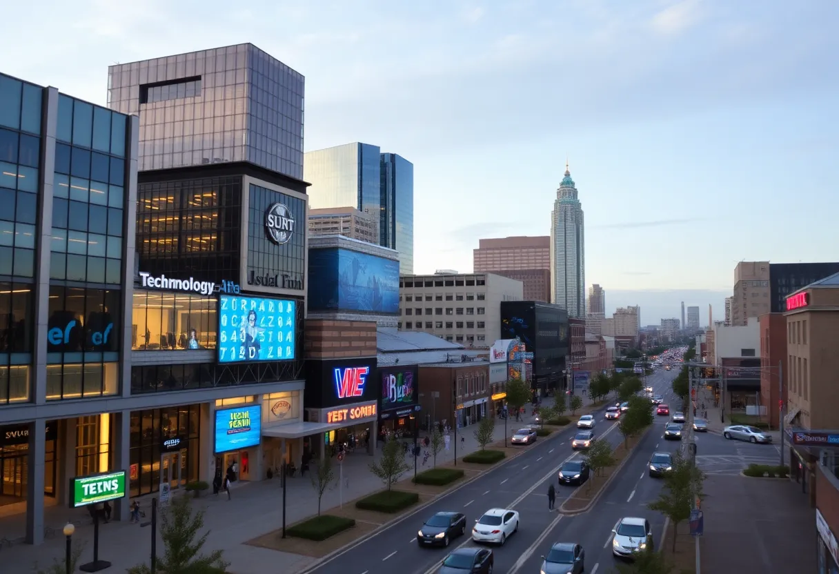 Nashville city skyline with technology elements