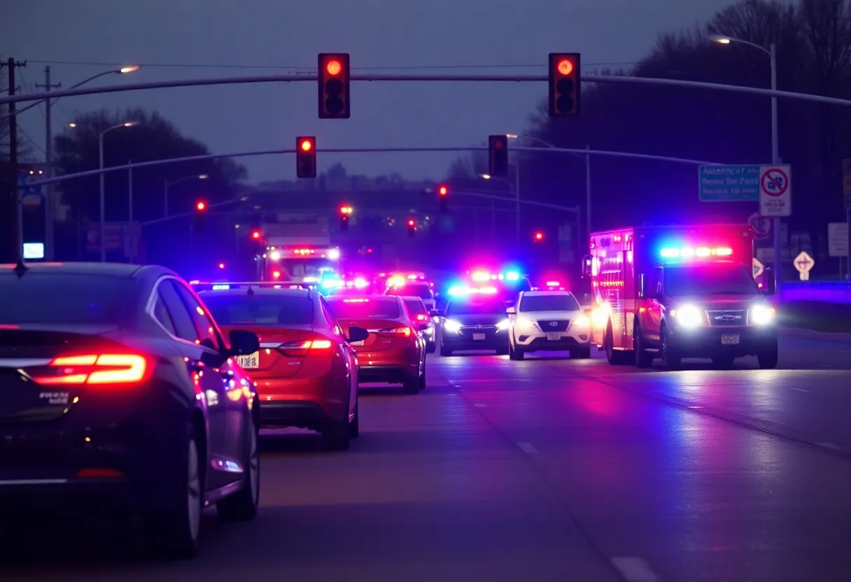 Emergency responders at a Nashville traffic accident scene