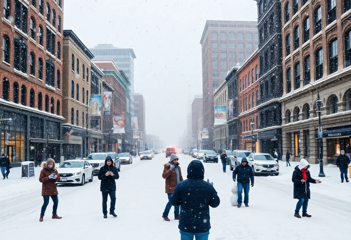 Nashville streets during a winter storm with snowplows clearing the roads.