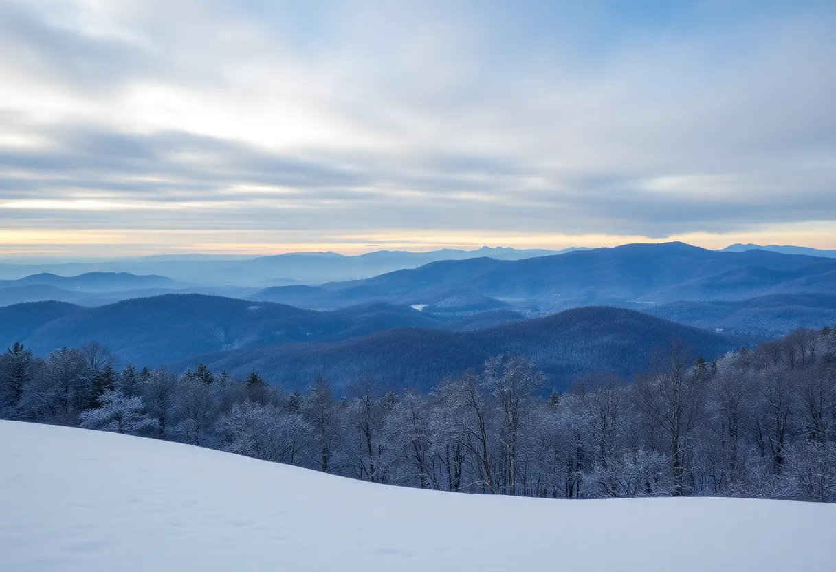 Snowy landscape of Tennessee in winter