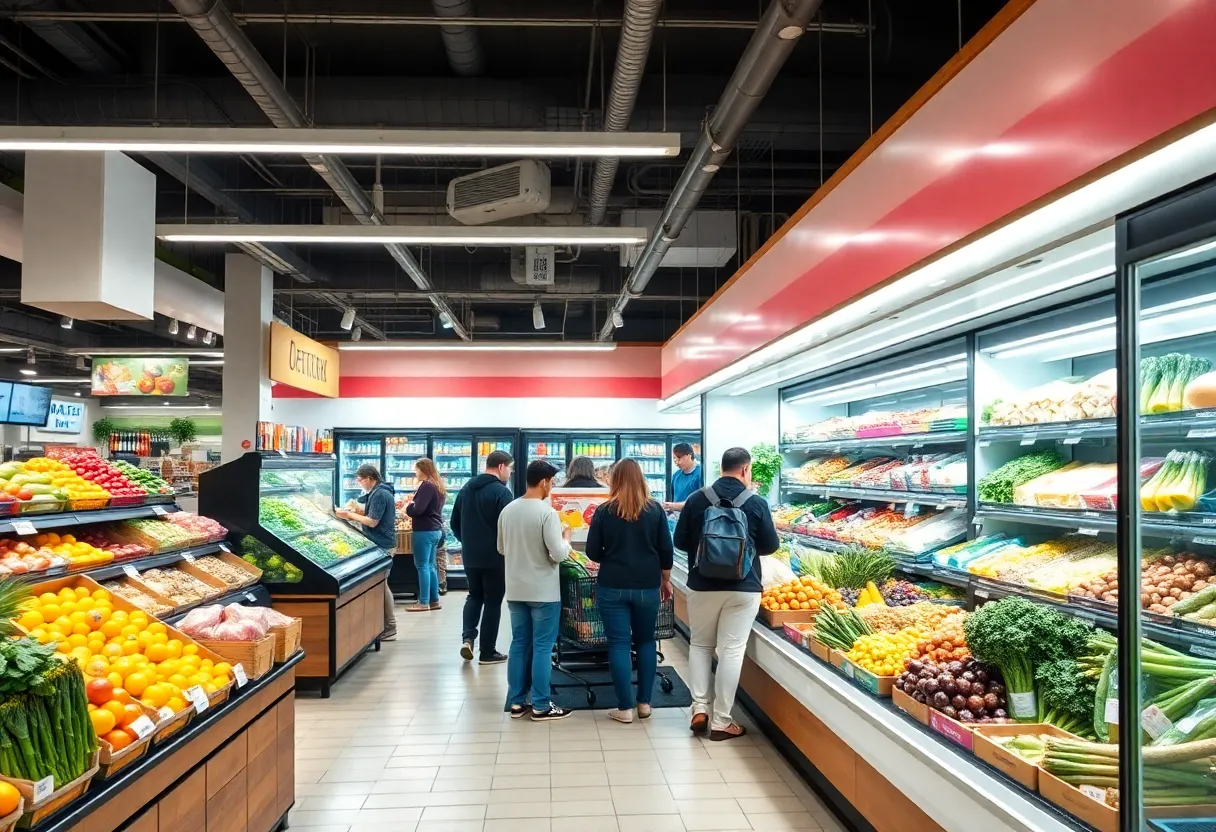 Interior of Turnip Truck grocery store in Nashville with fresh produce.
