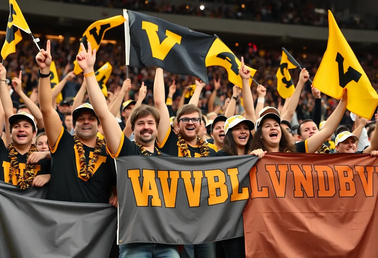Vanderbilt Commodores fans celebrating at the stadium