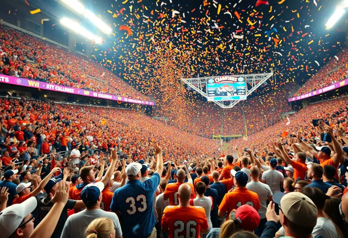 Fans celebrating after Vanderbilt Commodores bowl victory