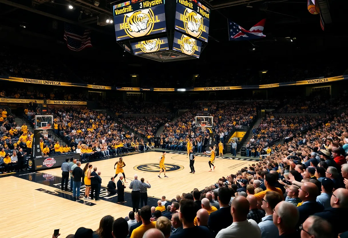 Vanderbilt Commodores competing against Missouri Tigers in basketball
