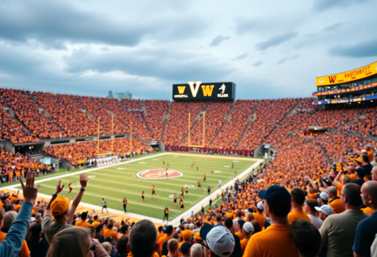 Fans cheering at Vanderbilt University Senior Day football game