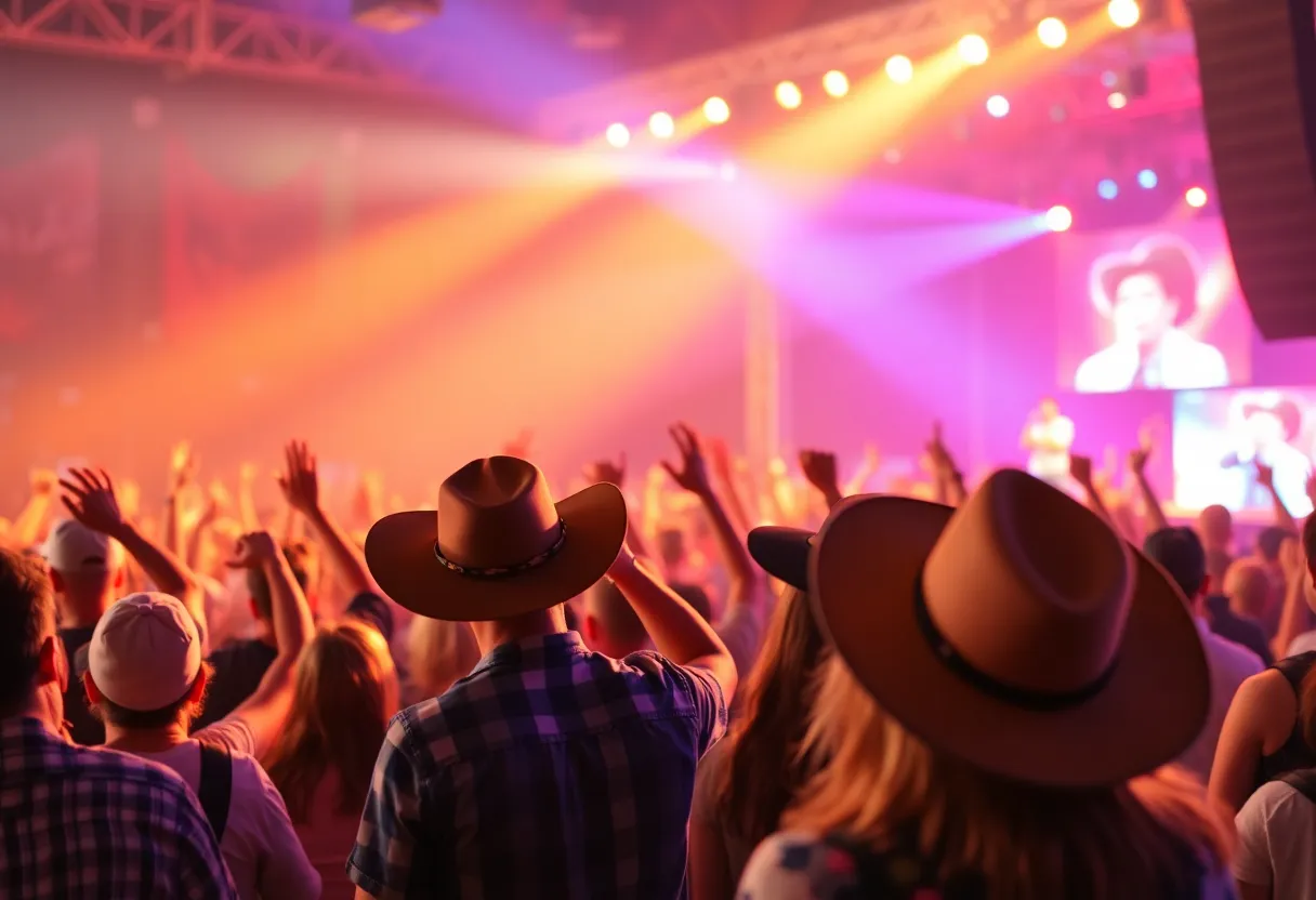 Crowd enjoying a vibrant country music concert