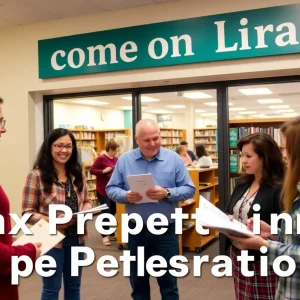 Clarksville residents at a tax preparation site in the public library