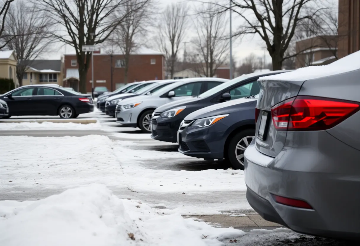 A street in East Nashville with parked cars during winter.