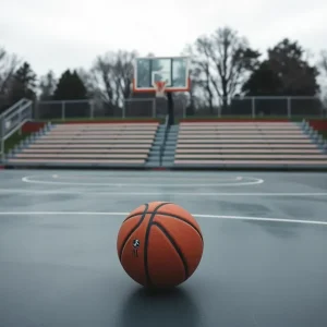 Empty basketball court symbolizing the loss of a young athlete