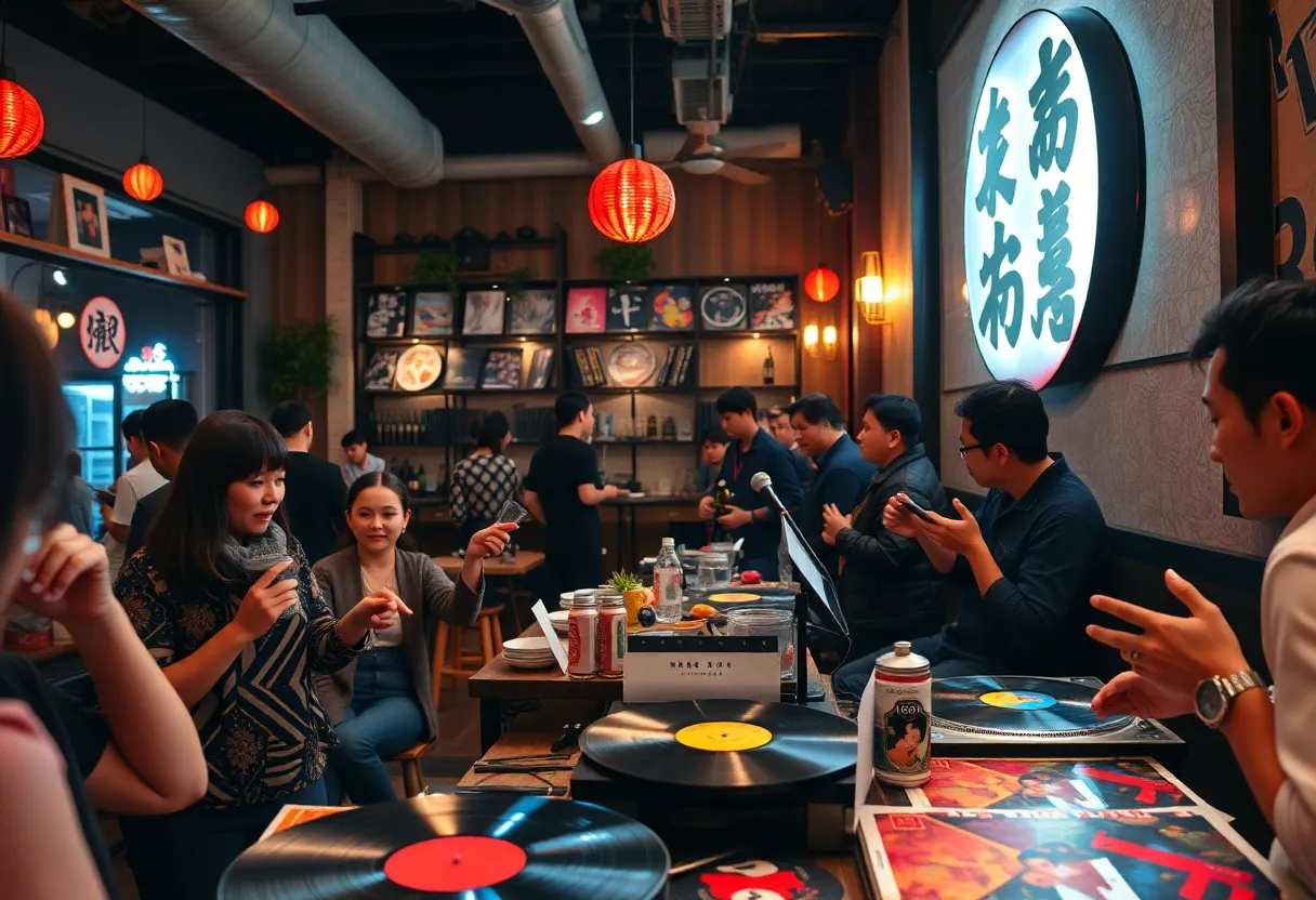 People enjoying an Eric Clapton listening session at 888 Nashville with music and dining.