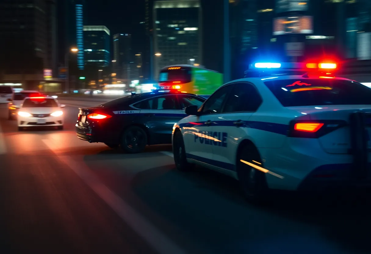 Police car chasing a speeding vehicle in Metro Nashville