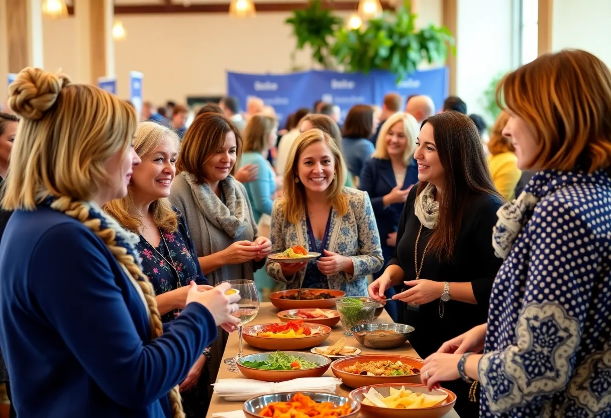 Women participating in a culinary symposium focused on storytelling