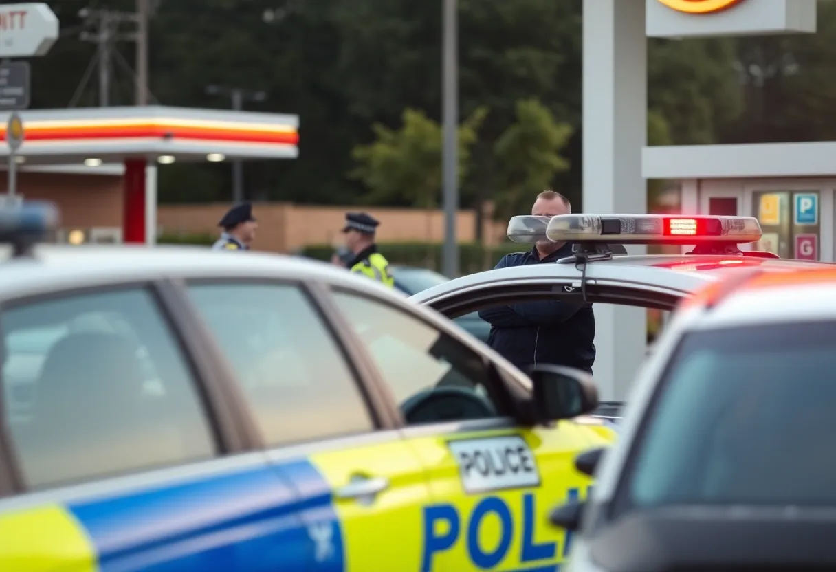 Mt. Juliet Police conducting surveillance at a gas station