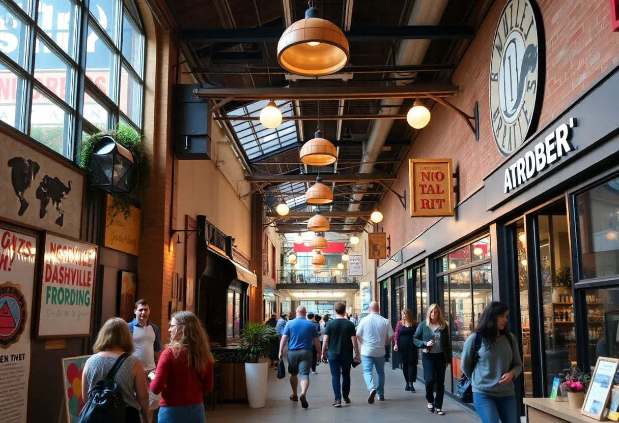 Nashville Arcade bustling with activity and art displays