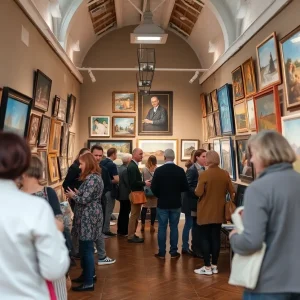 Visitors interacting with art at the Nashville Arcade Arts exhibition