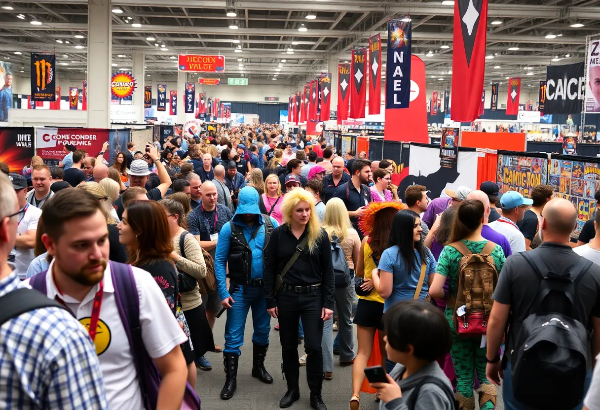 Fans enjoying the Nashville Celebrity Comic Con with costumes and celebrity panels.