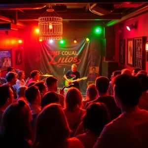 Crowd enjoying a music performance at Third Man Records in Nashville