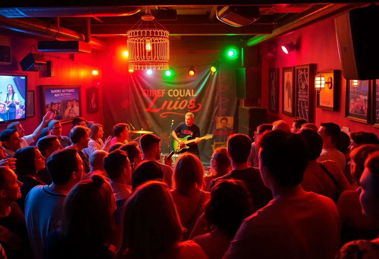 Crowd enjoying a music performance at Third Man Records in Nashville