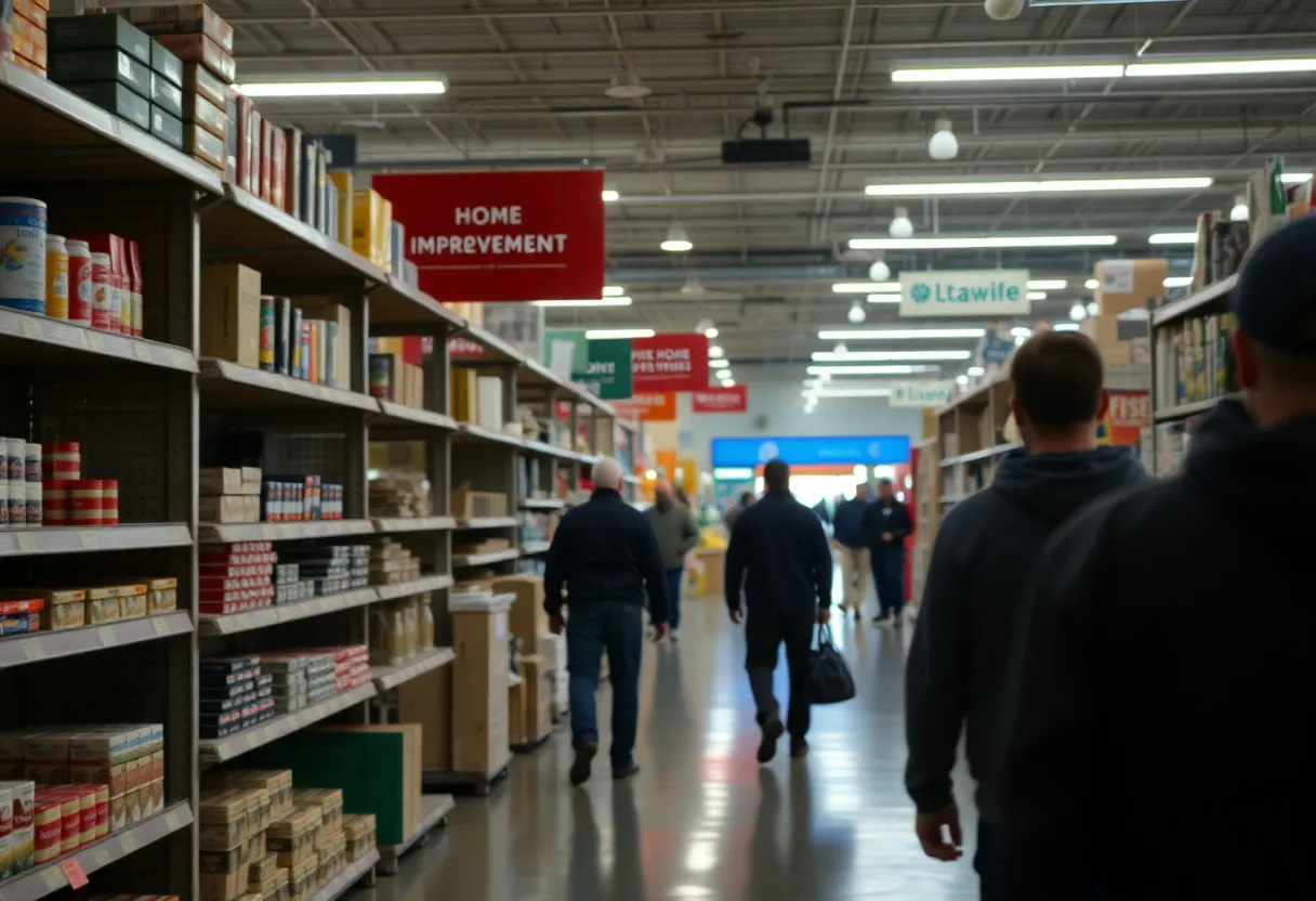 Busy Nashville home improvement store with shadowy figures