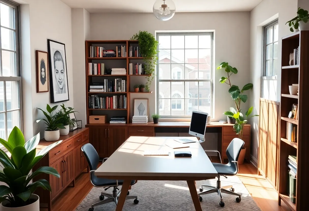 Stylish home office in Nashville with bright lighting