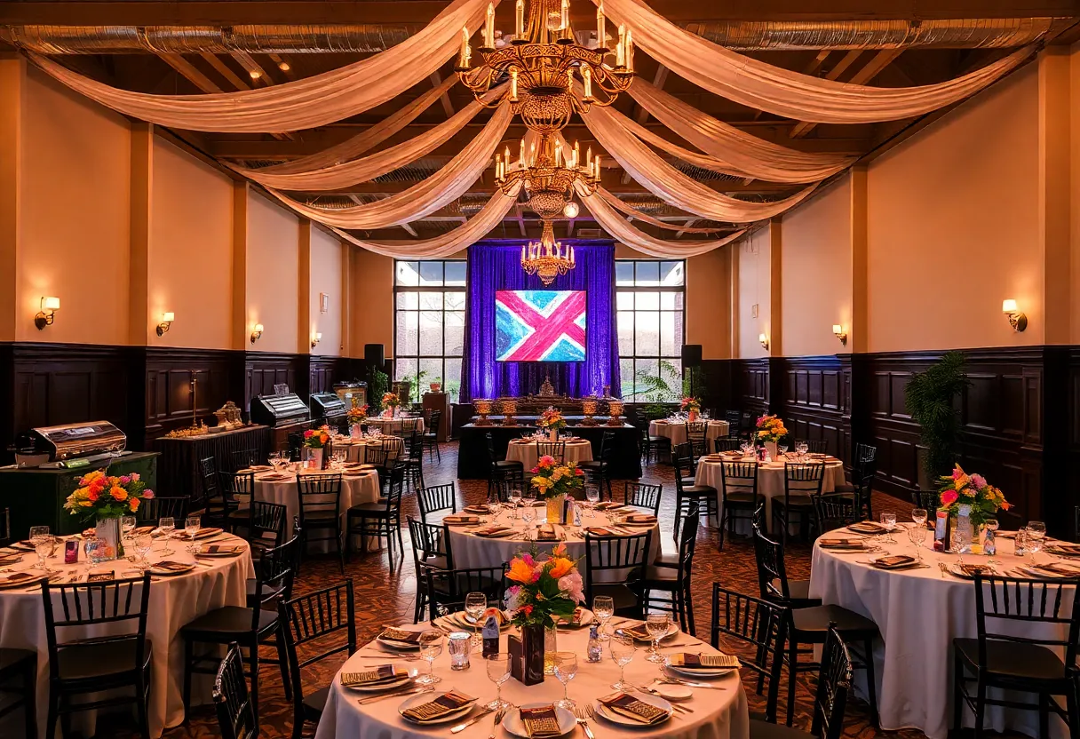 Luxurious event setting showcasing elegant decorations and catering in Nashville