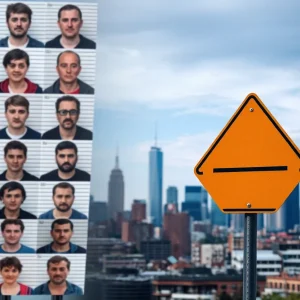 Collage of blurred mugshots of fugitives on Metro Nashville's Most Wanted list.