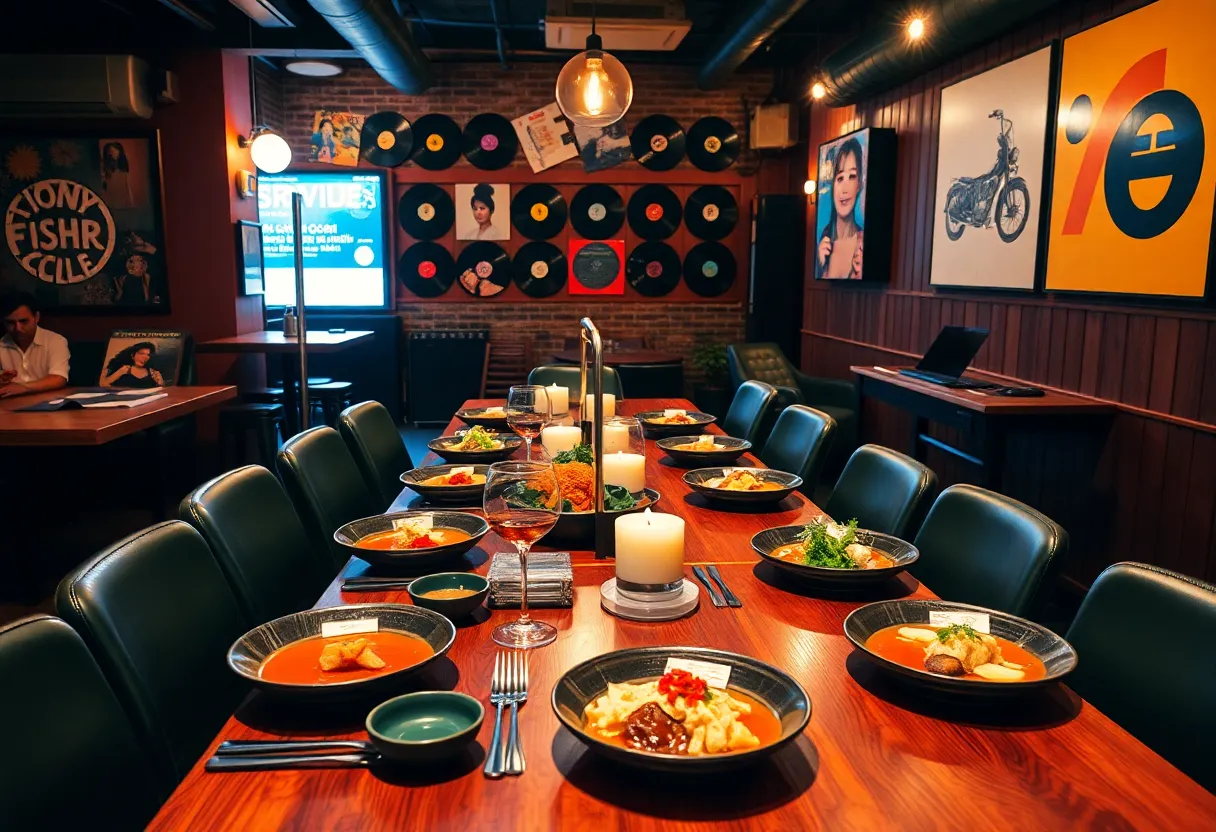 Guests enjoying Japanese cuisine while listening to music at 888 Nashville