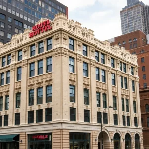 The exterior of the historic Sam Davis Hotel in Nashville.