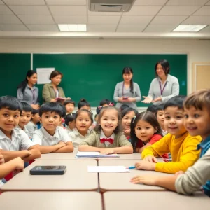 Students and teachers in a secure classroom demonstrating school safety enhancements.