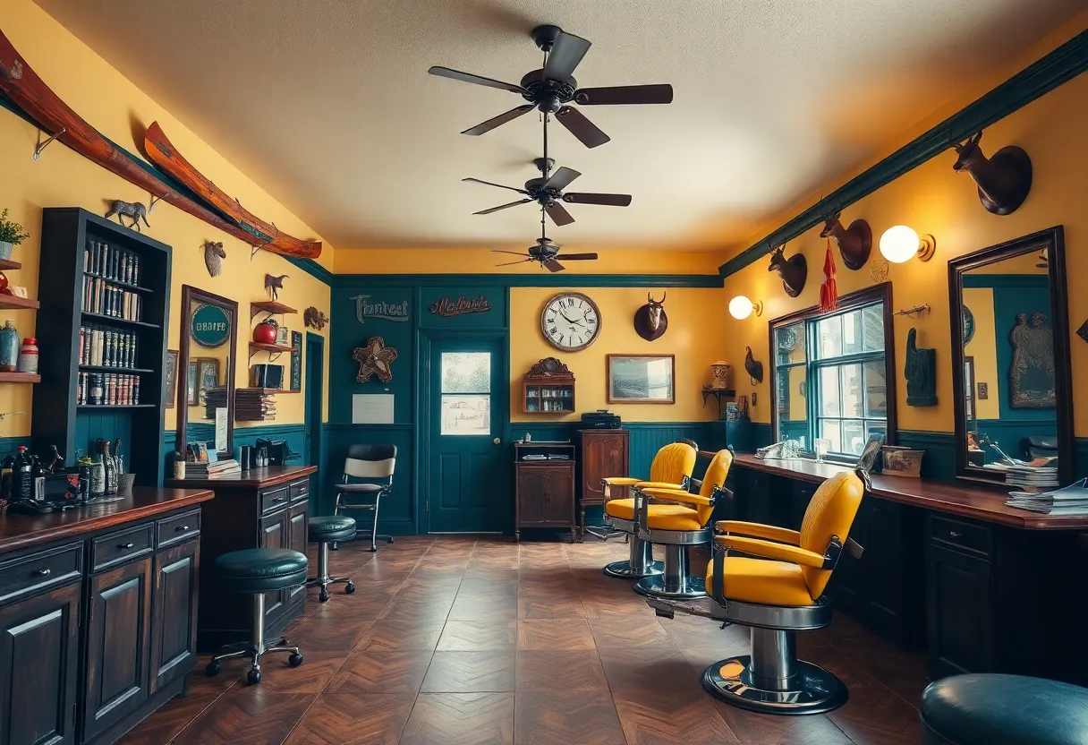 Interior design of Scout's Barbershop in Gallatin