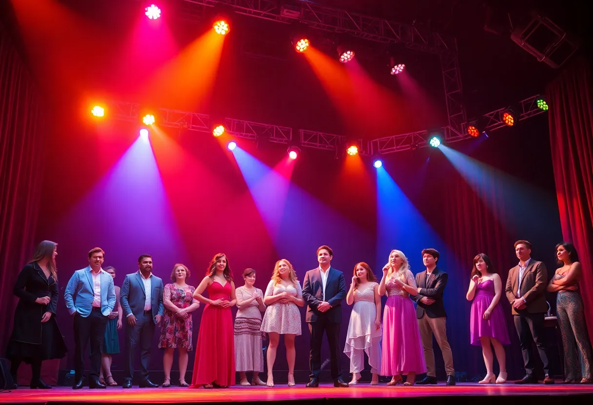 Diverse cast performing on stage for TPAC's 45th anniversary Broadway season