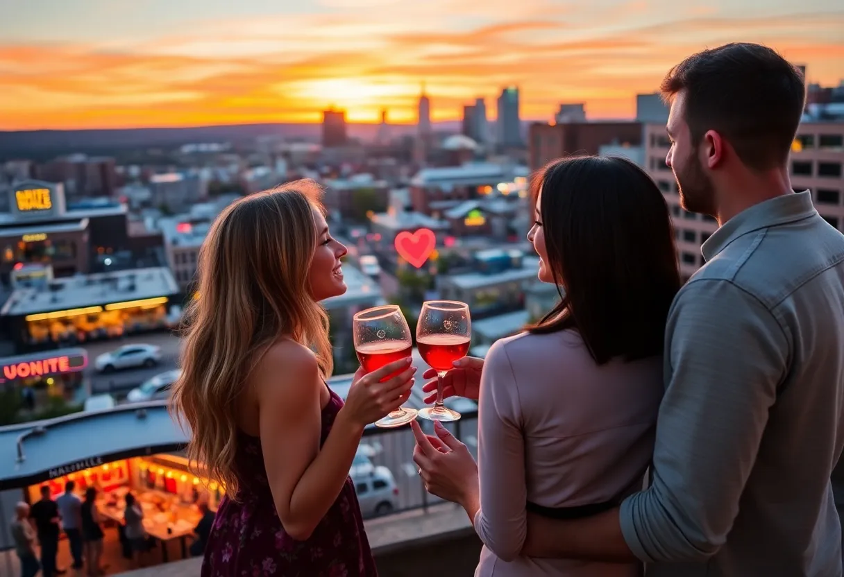 Couples enjoying Valentine's Day festivities in Nashville