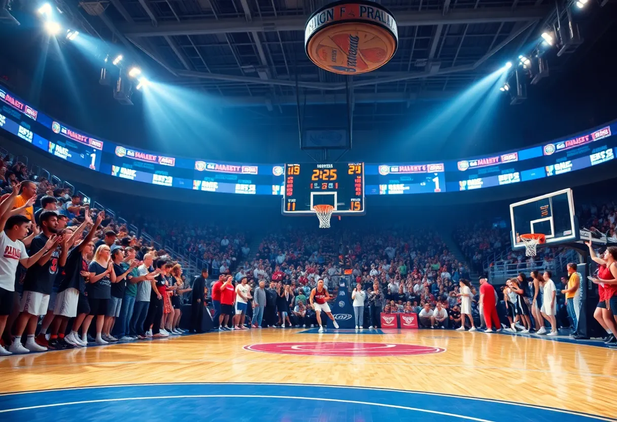 Vanderbilt women's basketball team celebrates on the court.