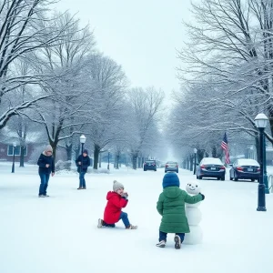 Snow-covered landscape in Middle Tennessee with closed schools