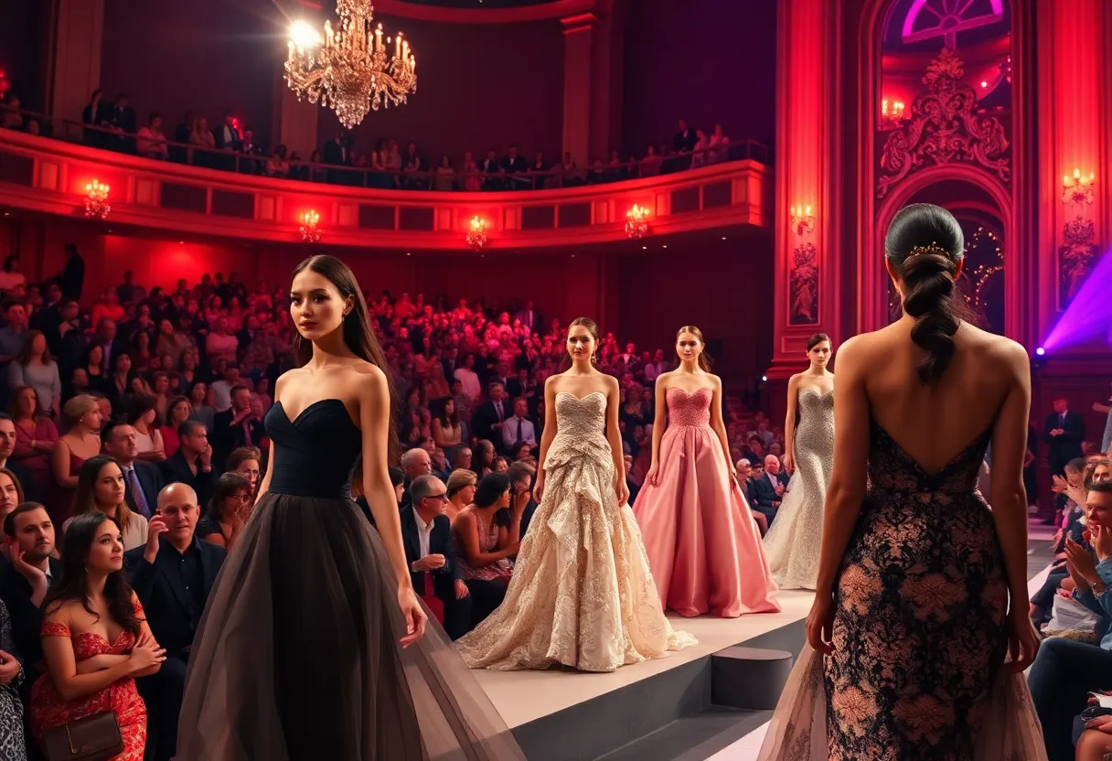 Models showcasing fashion designs at the Symphony Fashion Show in Nashville